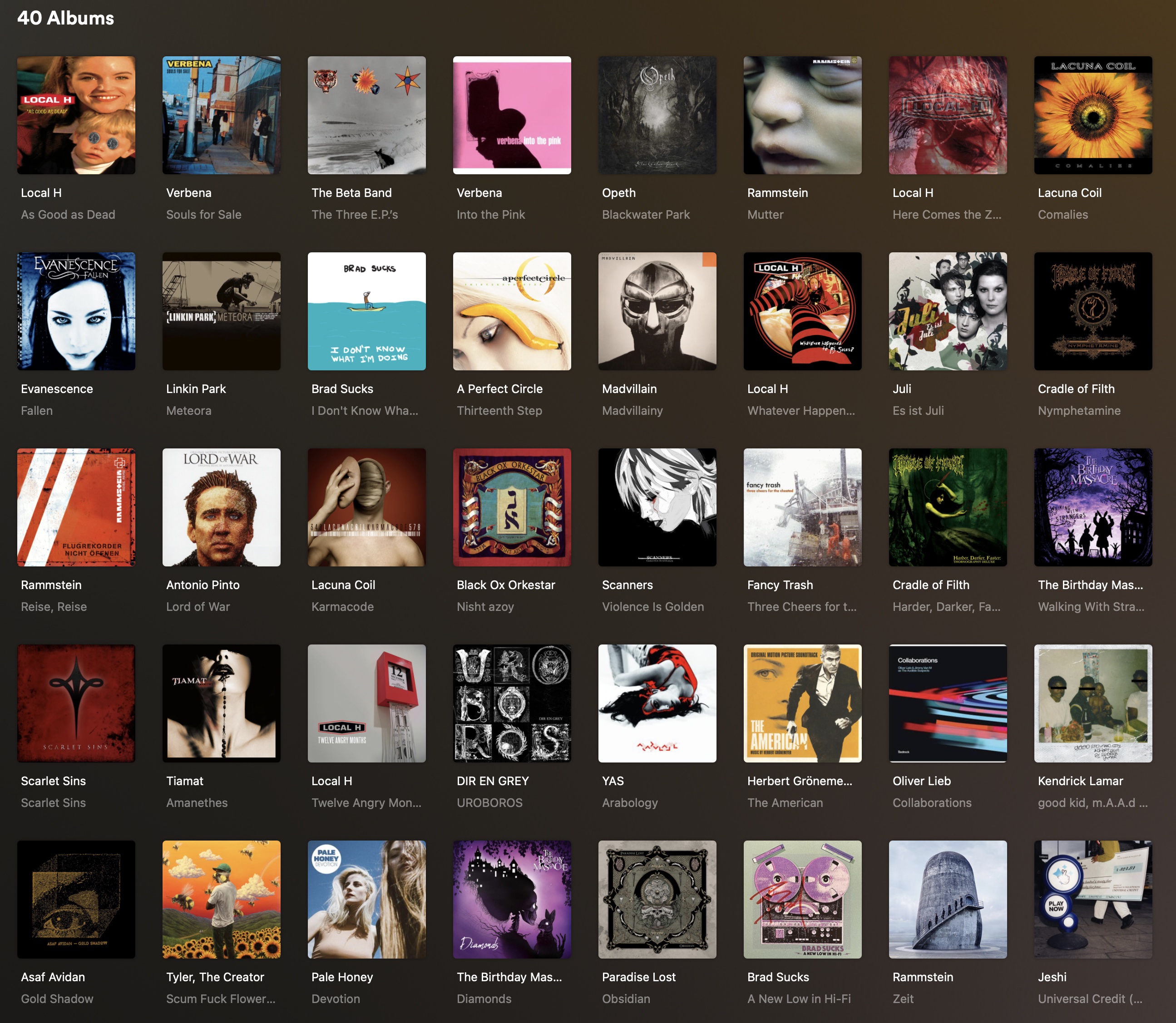 Screenshot of my Favorite Albums collection in Plex. 40 albums out of thousands.