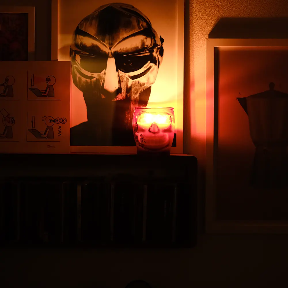 Art lit by candlelight.