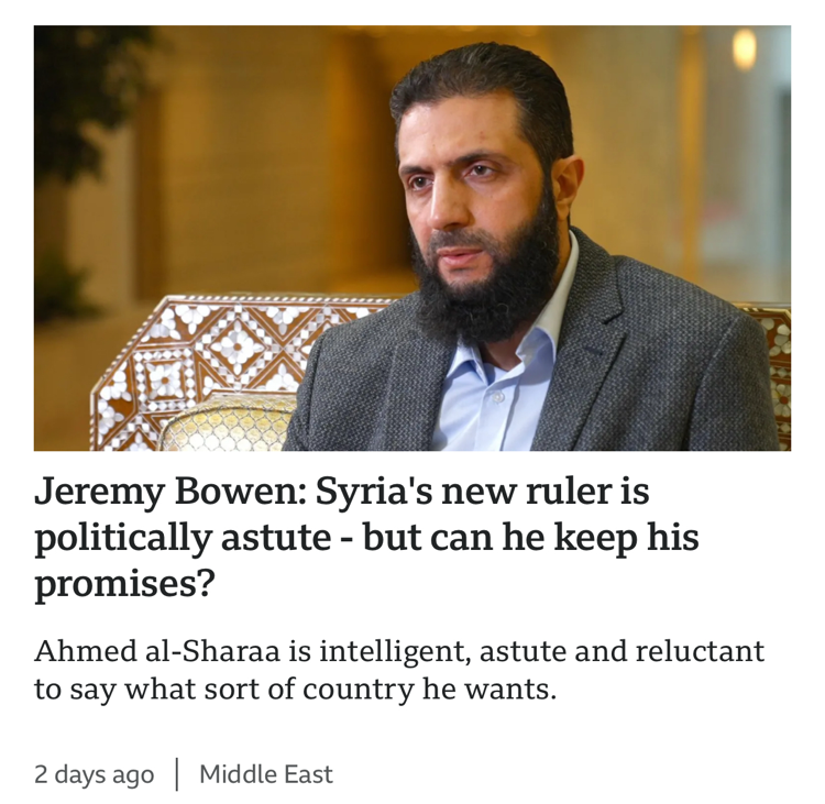 Screenshot of BBC story on Syria, headline an example of Betteridge's law. 