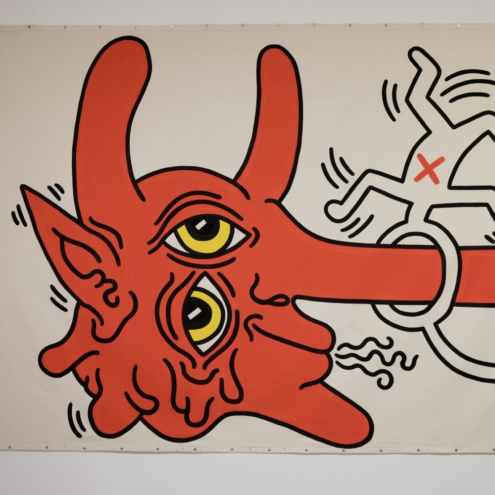 Truncated art by Keith Haring on display at The Broad.